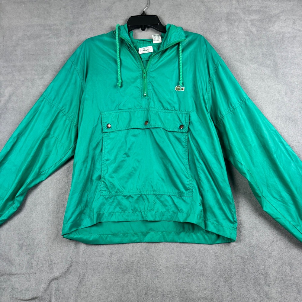 Vintage Izod Lacoste Mens Green Nylon Anorak Windbreaker Jacket Size M Pullover